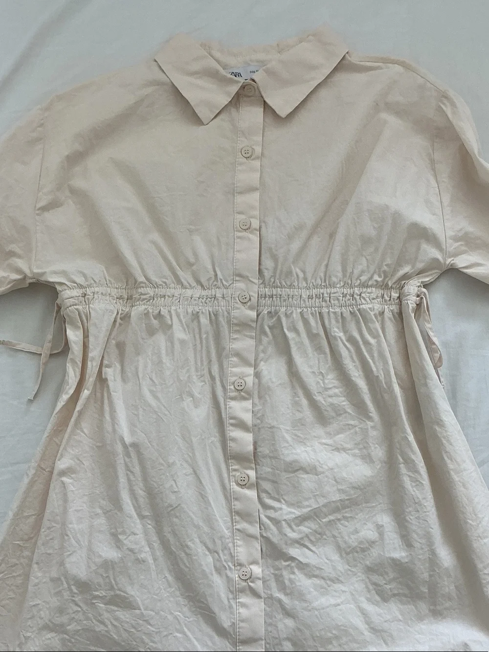 Zara Girls’ Cream Shirt Dress with Beige Knit Crop Top Size 13-14Y